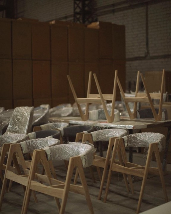 Chairs ready for packing